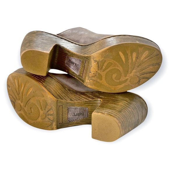 Born Haledon Taupe Leather Clogs 3 Inch Heels - Women's size 8 - Picture 6 of 11